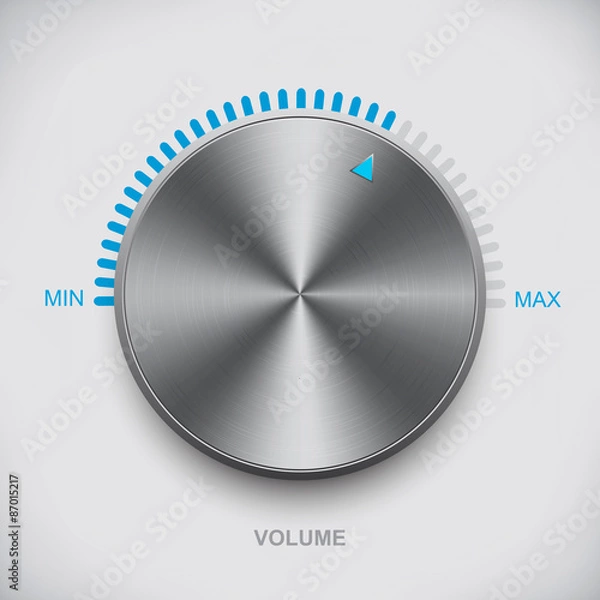 Obraz Metal volume button (steel, chrome), blue scale.