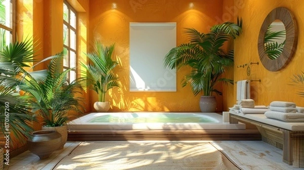 Fototapeta Illustrate a serene blank in a tranquil spa, offering relaxation and rejuvenation for LGBTQ+ individuals