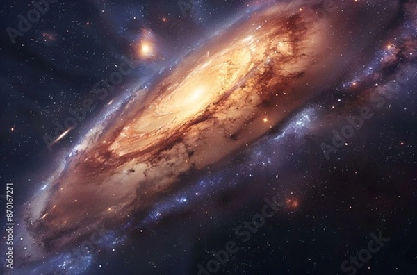 Fototapeta This image displays the Andromeda Galaxy, a spiral galaxy, in the night sky.