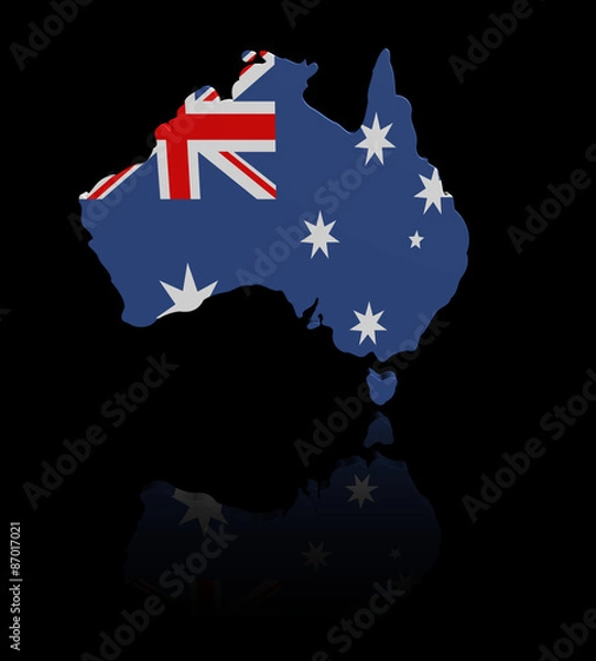 Obraz Australia map flag with reflection illustration