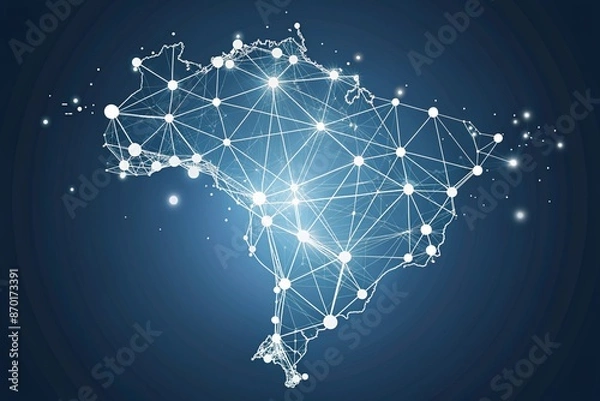 Obraz Brazil connectivity map outline with stars and lines abstract framework