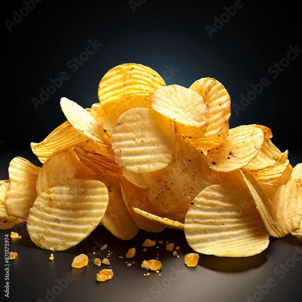 Obraz potato chips on black