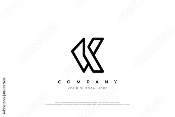 Fototapeta Initial Letter VK Logo Design