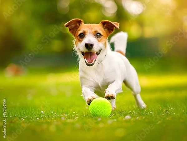 Fototapeta a dog running with a ball