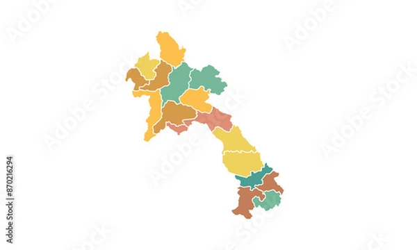 Fototapeta Map of Laos isolated modern colorful style. for website layouts, background, education, precise, customizable, Travel worldwide, map silhouette backdrop, earth geography, political, reports. 