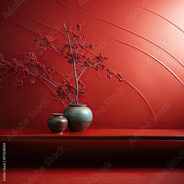 Obraz Simple red background with a gradient. Created with generative AI