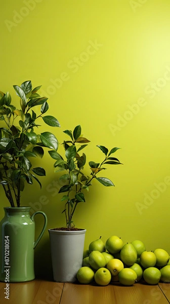 Obraz lime color background. Created with generative AI