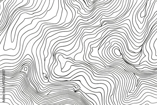 Fototapeta Topographic map background with contour lines in the style of a terrain pattern vector illustration. Abstract line art of topography contours for a poster design