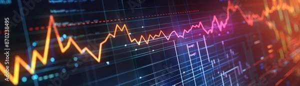 Fototapeta Data visualization of economic downturn with red arrows, advanced tone, monochromatic color scheme, top view, highlighting financial decline
