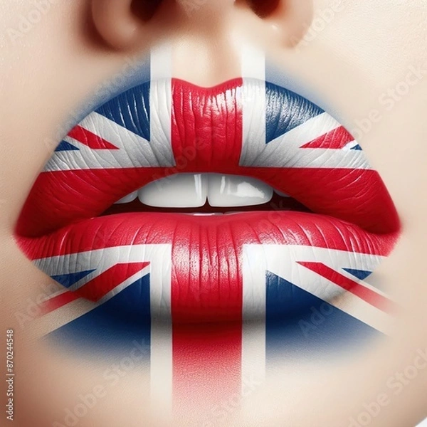 Obraz Deep red lips and flag colors