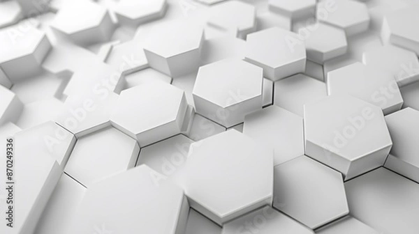 Fototapeta A white background with many white hexagons