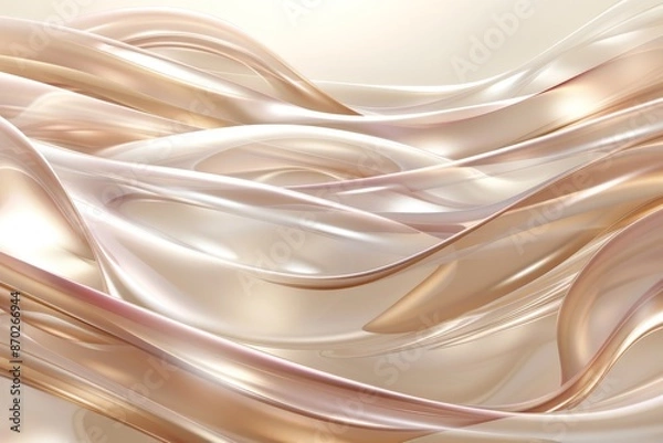 Fototapeta Abstract Render of Flowing Metallic Fabric with Soft Lighting