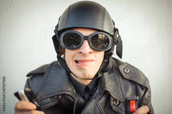 Obraz Young nerd playing video games