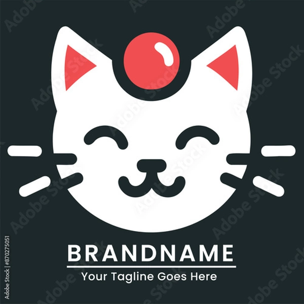 Fototapeta Playful and cute cat logo with a modern and cheerful design