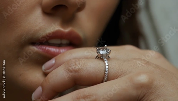 Fototapeta A moment when sparkles from a diamond ring caught her eye ai_generated