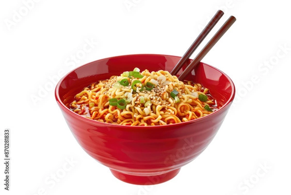Fototapeta Noodle in bowl isolated on transparent background
