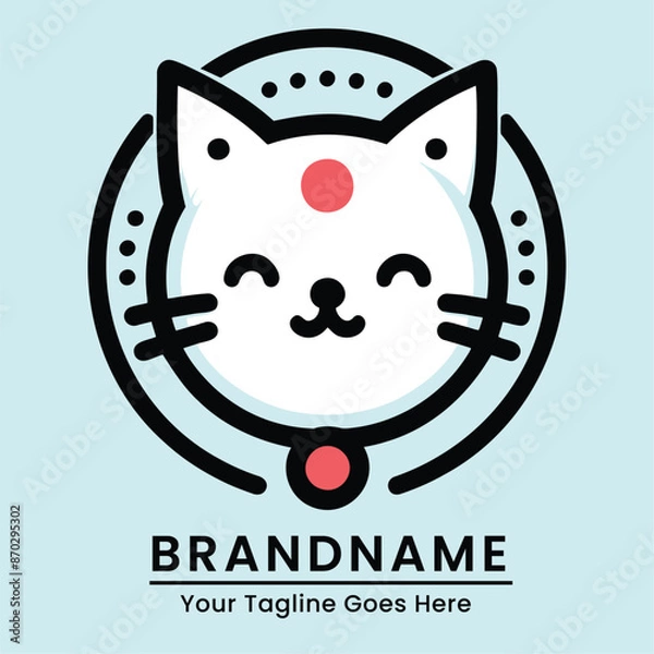 Fototapeta Playful and inviting cat logo with a charming expression