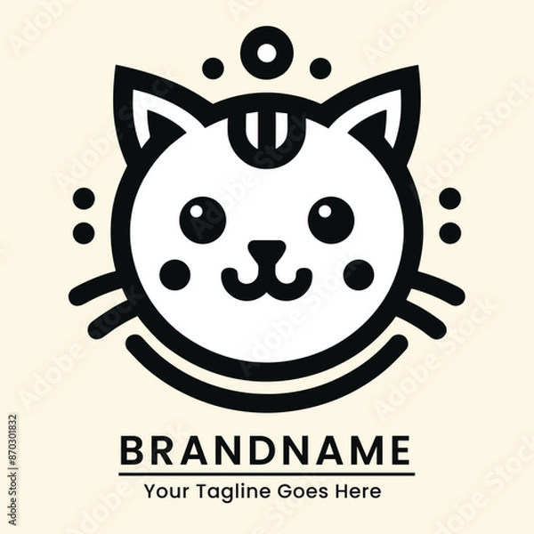 Fototapeta  Simple and modern cat logo with a charming and friendly design