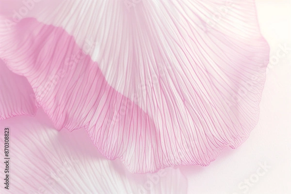 Obraz close-up of a delicate white with soft pink petal with intricate vein patterns on a soft, light background