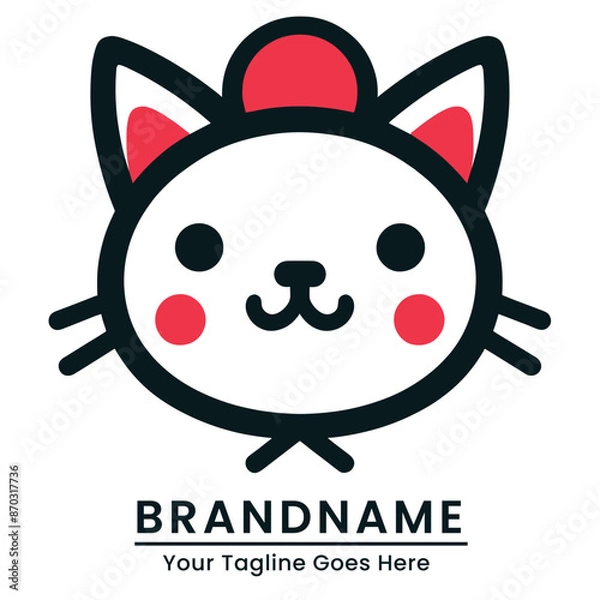 Fototapeta Playful and friendly robot logo with a cute and approachable design great for tech startups or educational products