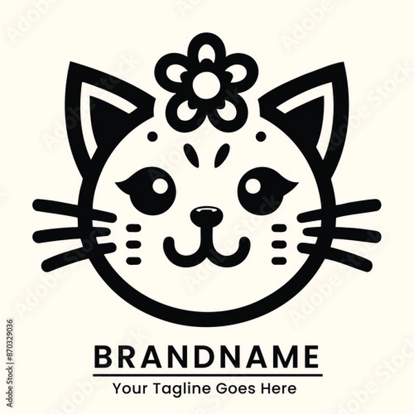 Fototapeta  Minimalist and cheerful cat logo with a sleek and modern aesthetic perfect for digital products or online services