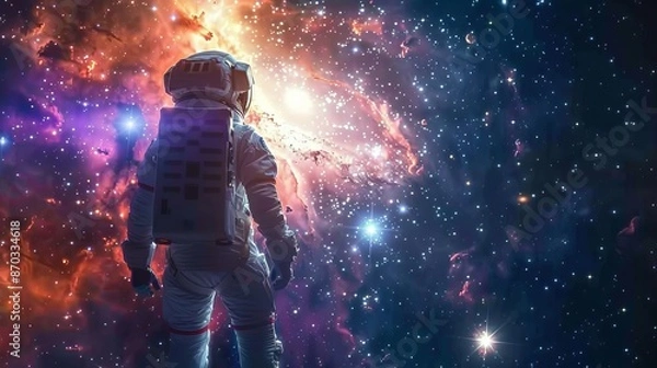 Fototapeta Astronaut Facing the Cosmos in a Nebula