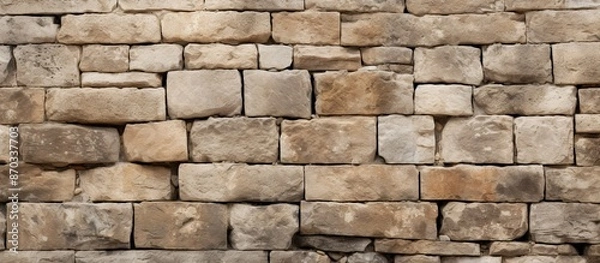 Fototapeta Old building's wall surface with stone texture, creating an appealing backdrop for a copy space image.
