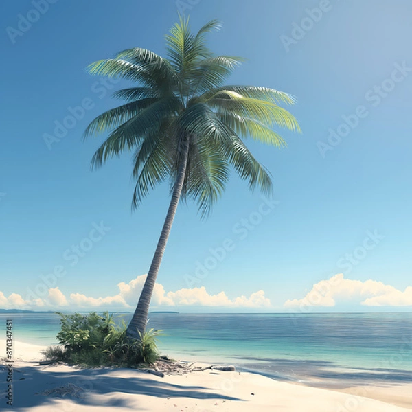 Obraz a palm tree alone on the beach
