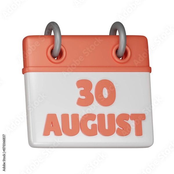 Obraz 30 August Calendar 3d icon