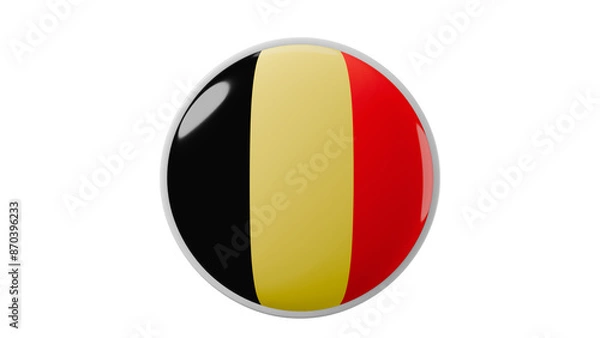 Fototapeta Belgium, Belgian Circle flag icon . Transparent backgound. 3d rendered with alpha channel. Round shape. 	