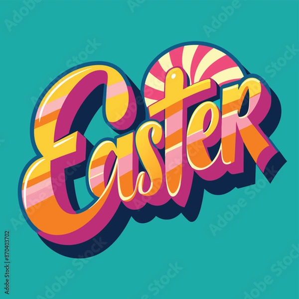 Fototapeta Colour easter text realistic decorative background illustration