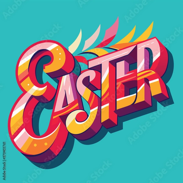 Fototapeta Colour easter text realistic decorative background illustration