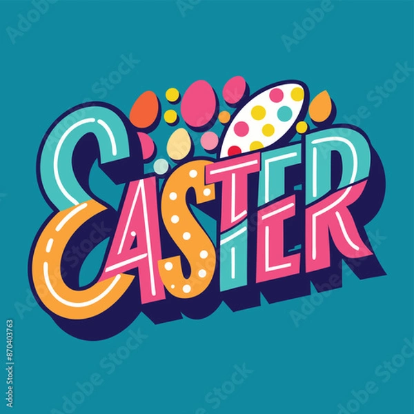 Fototapeta Colour easter text realistic decorative background illustration