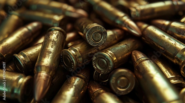 Fototapeta bullets from the gun placed on a table