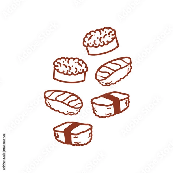 Obraz Sushi Line Art Illustrations Delicate Designs for Culinary Art Lovers