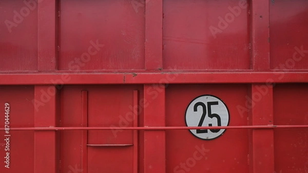 Fototapeta Number 25 graphic. Plate with the number 25 on a geometric metal structure. Contrast of shapes, lines and colors.