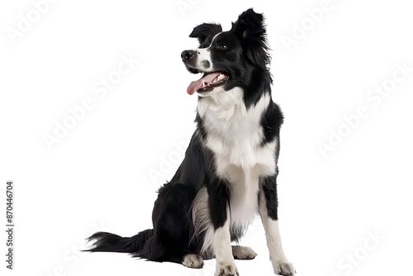 Obraz a black and white dog with its tongue out