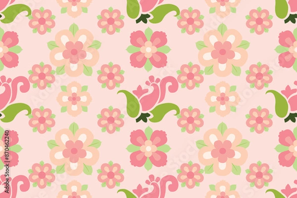 Obraz Seamless background image, pink floral pattern, fabric pattern