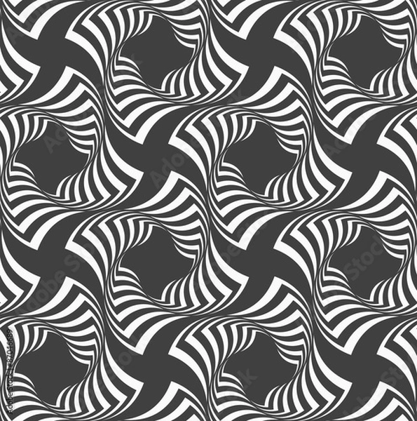 Fototapeta Alternating black and white wavy striped crosses