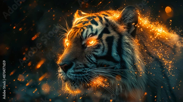 Obraz Abstract tiger tech, Ai generate