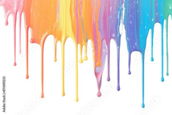Fototapeta PNG Colorful paint drips on canvas