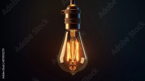 Fototapeta A light bulb hanging from a ceiling