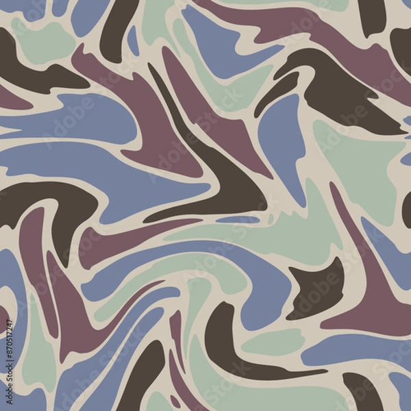 Obraz Seamless Swirly Camouflage Camo Repeat Tile Pattern. Perfect for apparel, textiles, backgrounds, ux etc.