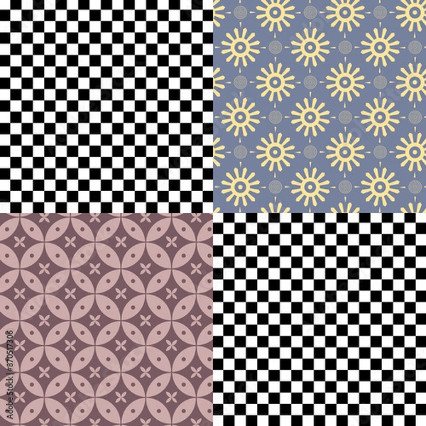 Obraz Seamless Geometric Checker Collage Tile Repeat Pattern. Perfect for apparel, textiles, backgrounds, ux etc.