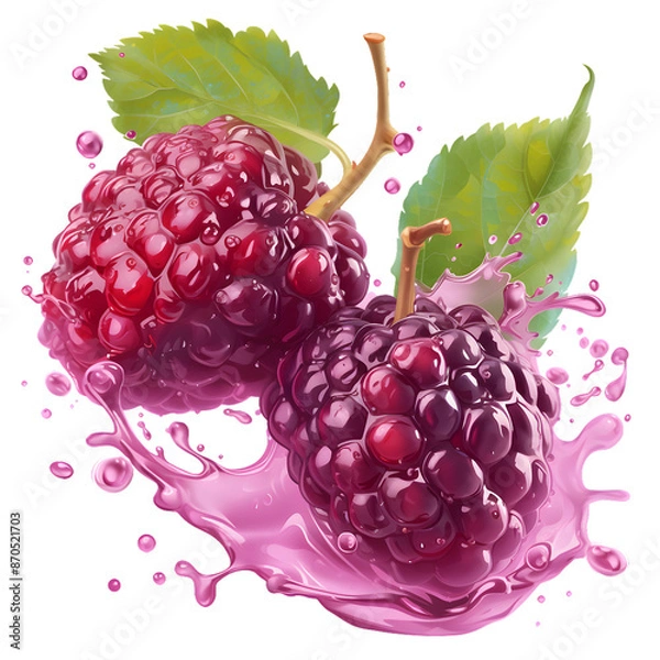 Obraz Mulberry with splash, PNG image