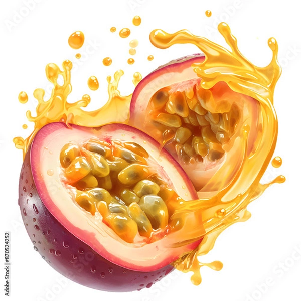Obraz Passionfruit with splash, PNG image