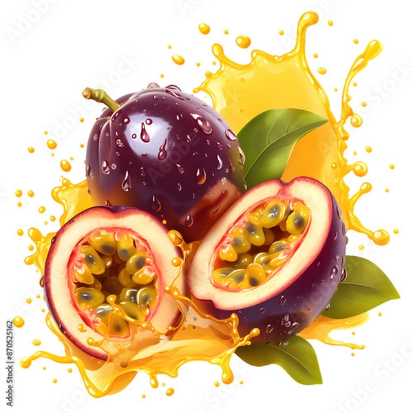 Obraz Passionfruit with splash, PNG image