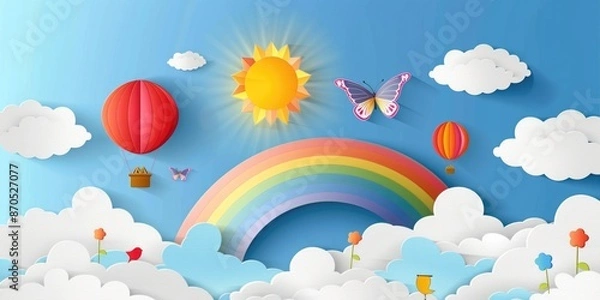 Obraz Rainbow and Balloons in Sky