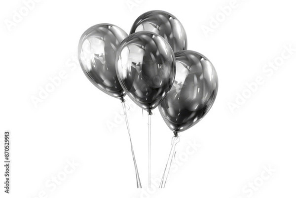 Obraz Silver balloons isolated on transparent background