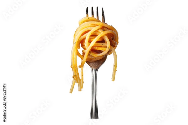 Fototapeta Spaghetti on fork isolated on transparent background